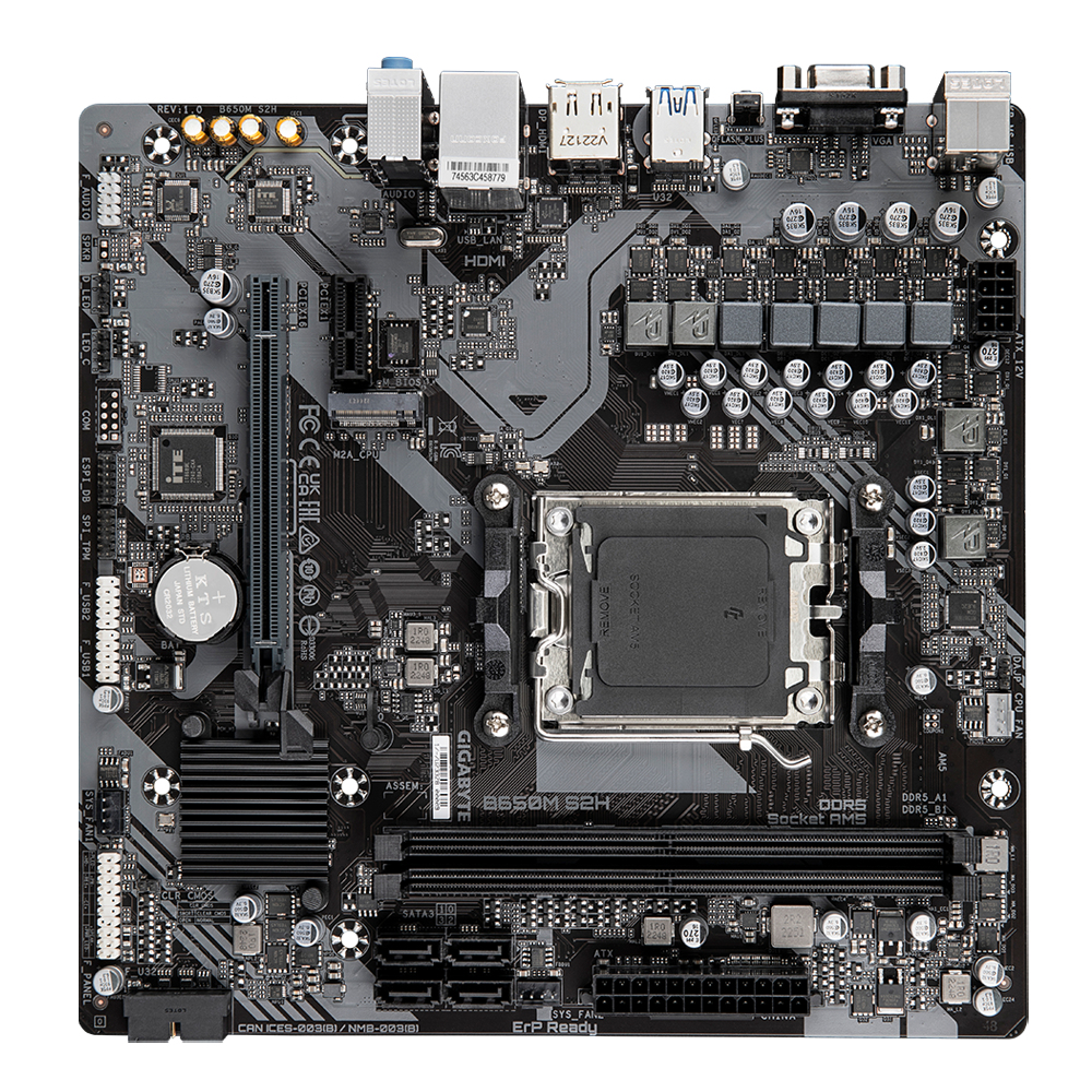 Bekijk afbeelding 2 van Gigabyte B650M S2H moederbord AMD B650 Socket AM5 micro ATX
